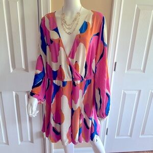 Ava & Viv Spring Multicolored balloon sleeve dress